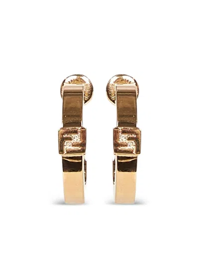 Fendi Forever  Small Hoop Metal Earrings In Gold