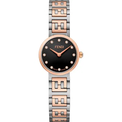 Fendi Forever  Sunray Two-tone Diamond Bracelet Watch, 19mm In Two Tone