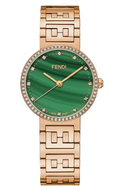 Fendi Forever  Swiss Quartz Diamond Embellished Bracelet Watch, 28mm In Rosegold