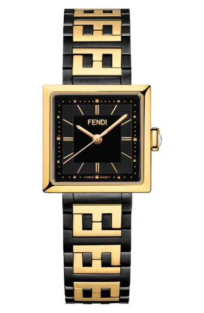 Fendi Forever  Two-tone Bracelet Watch, 23mm In Black