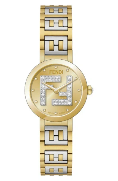 Fendi Forever  Two Tone Diamond Quartz Bracelet Watch, 19mm