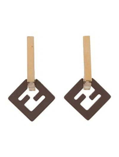 Pre-owned Fendi 'forever ' Two-tone Drop Earrings In Brown