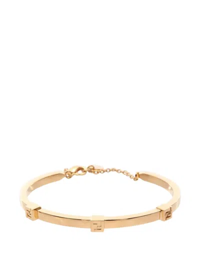 Pre-owned Fendi Forever Ff-logo Bracelet In Gold