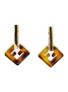 Fendi 'forever' Gold-colored Earrings With Chained Ff Details And Tortoiseshell Motif In Bronze Woma In Multicolor