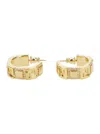 Fendi 'forever' Gold-colored Earrings With Embossed Ff Detail And Crystal Decoration In Brass Woman In Multicolor