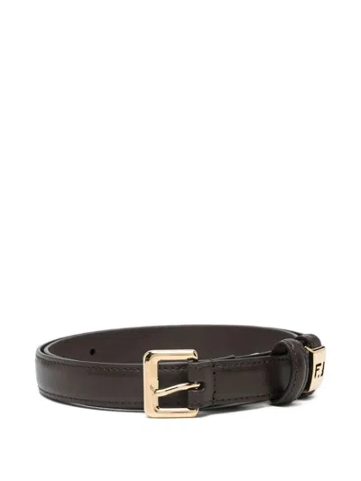 FENDI FENDI FOREVER LEATHER SLIM BELT WITH METAL TIP ACCESSORIES