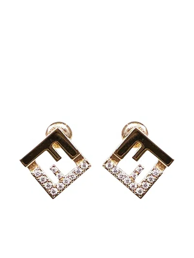 Fendi Forever Logo Earrings In Brown