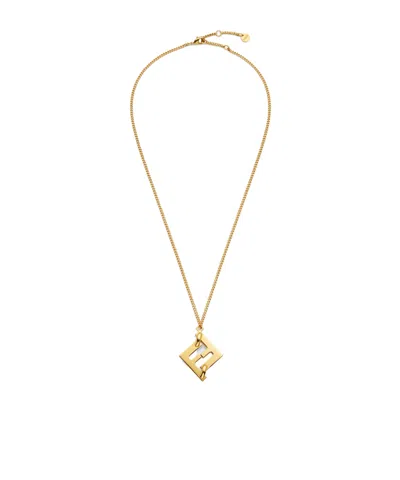 Fendi Forever Pendant Necklace In Yellow
