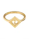 Fendi Geometric Polished Finish Ring In Gold