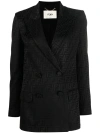 Fendi Ff Monogram Double-breasted Blazer In Black  
