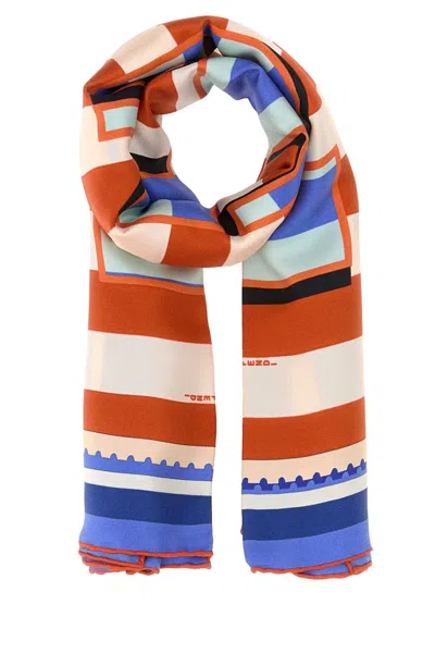 Fendi Foulard 90x90 Stampa Pequin In Multi
