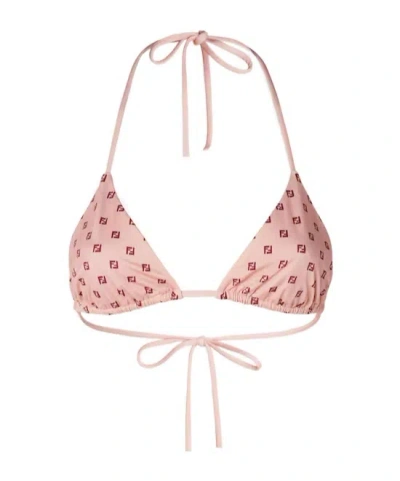 Fendi Foulard Printed Halterneck Bikini Top In Pink