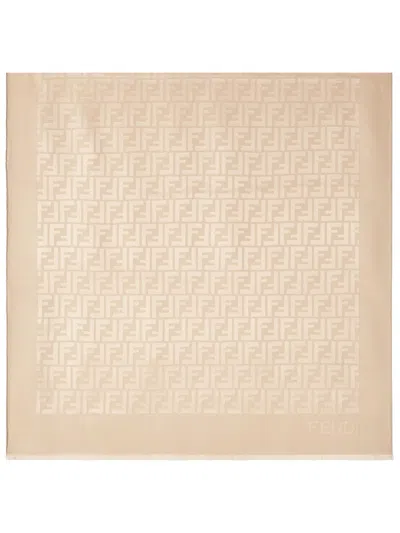 Fendi Foulard Style Silk Scarf In Neutral
