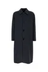 Fendi Charcoal Wool Blend Coat In Navy