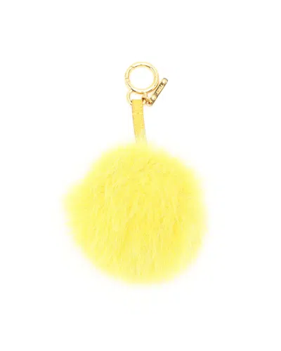 Fendi Fox Fur Pom Pom Bag Charm In Yellow