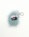 Fendi Fox Mink Fur Vitello Flamingo Mini Bag Bug Charm In Blue