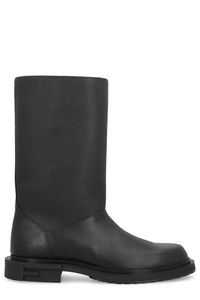 Fendi Knee-length Leather Boots In Black