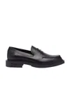 Fendi Frame Slip-on Leather Loafers In Black