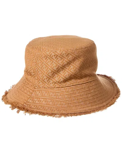 Fendi Frayed Bucket Hat In Brown