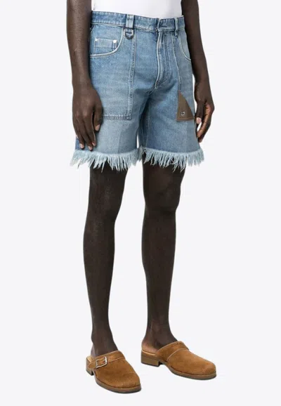 FENDI FRAYED DENIM SHORTS