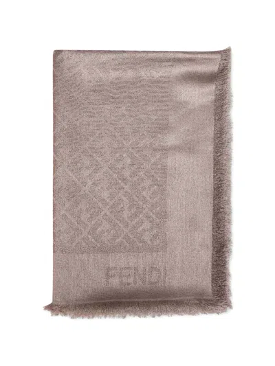 Fendi Frayed Jacquard Scarf In Pink