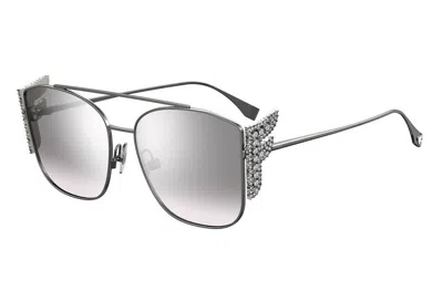 Pre-owned Fendi Freedom Ff 0380/g/s Ruthenium/grey Silver Mirrored (6lb/ic) Sunglasses