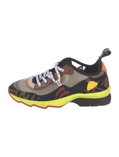 Pre-owned Fendi Freedom Ff Patchwork Athletic Sneakers In Brown