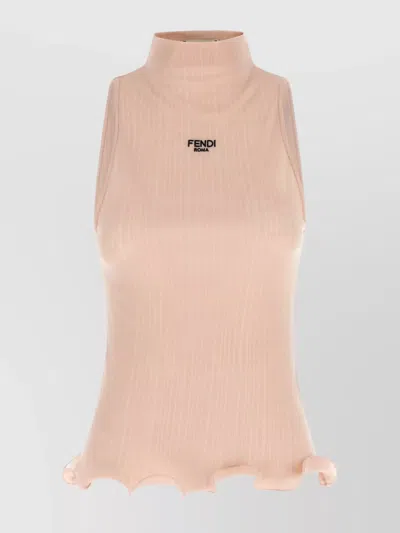 FENDI FRILLED HIGH NECK TOP