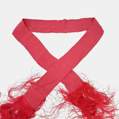 Pre-owned Fendi Fringe Red Silk Scarf