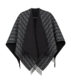 Fendi Fringed Monogram-jacquard Poncho In Black