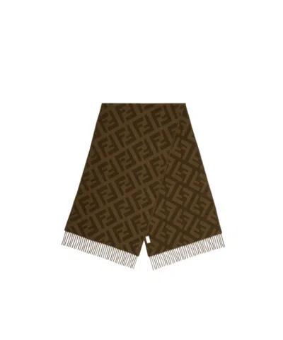 Fendi Fringed Scarf In Brown