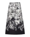 Fendi Frosted Fauna Black And White Wool And Silk Skirt In Black