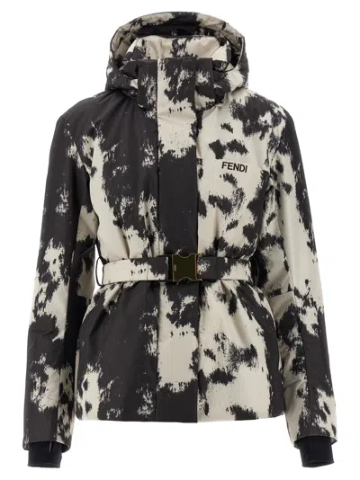 FENDI FROSTED FAUNA PUFFER JACKETS MULTICOLOR