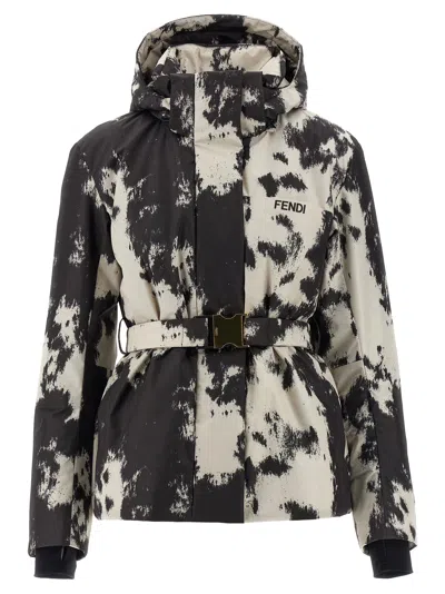 Fendi Frosted Fauna Technical Ski Jacket In Black