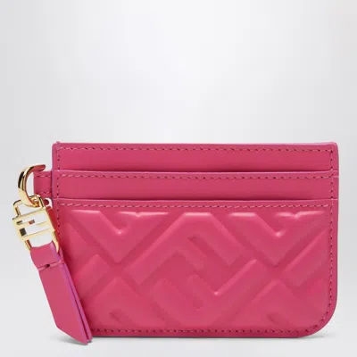 Fendi Fuchsia Nappa Leather Baguette Card Case With Ff Motif