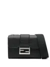 Fendi Baguette Double Leather Crossbody Bag In Black