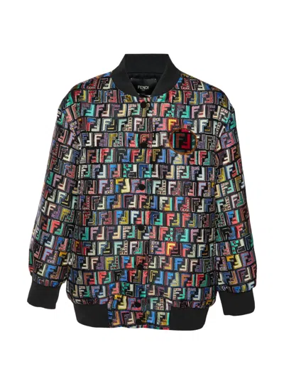 Pre-owned Fendi Fun Fair Ff-jacquard Bomber Jacket In Black
