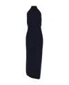 Fendi Funnel-neck Sleeveless Ribbed-knit Dress In Blue