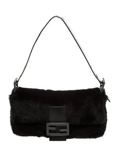 Pre-owned Fendi Fur Baguette In Black