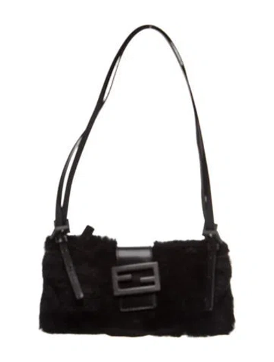 Pre-owned Fendi Fur Baguette In Black