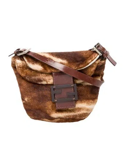 Pre-owned Fendi Fur Baguette In Brown