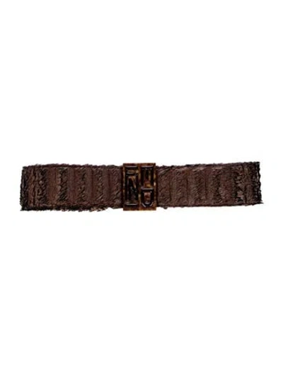 Pre-owned Fendi Fur Belt In Brown