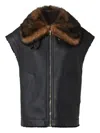 Fendi Fur-collar Zip Gilet In Black