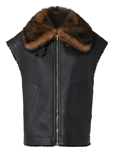 FENDI FUR-COLLAR ZIP GILET