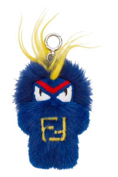 Fendi Fur Keychain In Blue