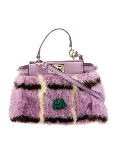 Pre-owned Fendi Fur Peekaboo Micro In Purple