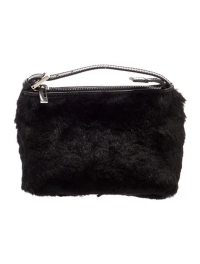 Pre-owned Fendi Fur Top Handle Bag In Black