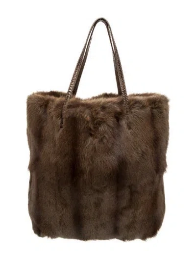 Pre-owned Fendi Fur Top Handle Bag In Brown