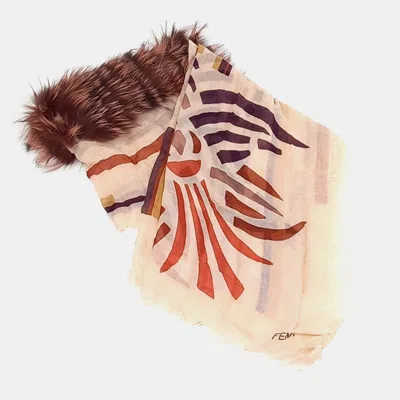 Pre-owned Fendi Fur-trimmed Shawl And Scarf In Multi