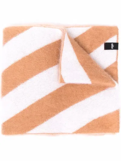 Fendi Luxurious Men's Scarf In Fango And Bianco For Fw21 In Beige